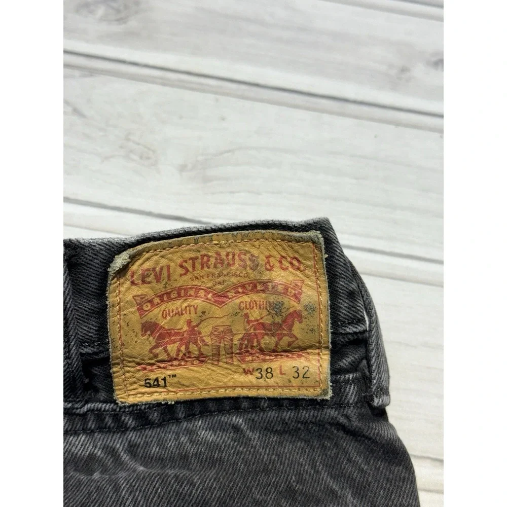 Levis 541 Jeans Mens 38x30 Black White Oak Cone Denim Selvedge Made in USA